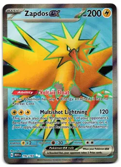Zapdos ex 192/165 - 151 Ultra Rare Pokemon TCG - NM Card - Image 1
