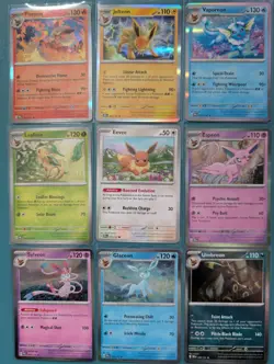 Prismatic Evolutions 9 Card Eeveelution Holo Set Pokemon + Random Eeveelution EX - Image 1