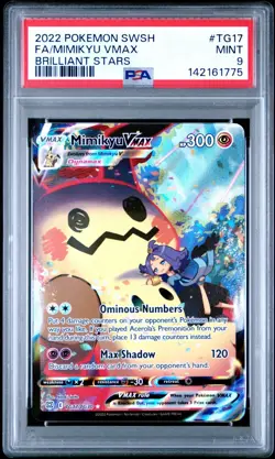 2022 POKEMON SWORD & SHIELD BRILLIANT STARS #TG17 FULL ART/MIMIKYU VMAX PSA 9 - Image 1