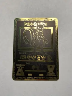 Pokemon Black & Gold Metal High Quality Fan Art Ancient Mewtwo Collectable Gift - Image 1