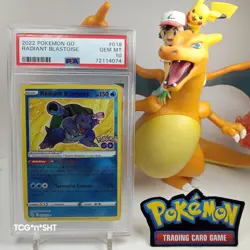 🔥L👀K🔥💎PSA10💎2022 POKEMON GO RADIANT BLASTOISE # 018/078✨RAD SHINY HOLO🥩UR - Image 1