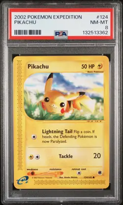 2002 POKEMON EXPEDITION #124 PIKACHU PSA 8 - Image 1