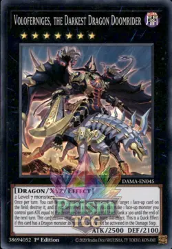 1st ed Voloferniges, the Darkest Dragon Doomrider super rare DAMA-EN045 Yugioh - Image 1