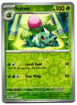 Ivysaur 002/165 - 151 Uncommon Pokemon TCG Reverse Holo - LP Card - Image 1