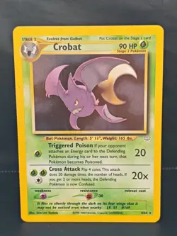 Pokemon TCG Crobat Neo Revelation Unlimited Holo Rare Card 4/64 Near mint - Image 1