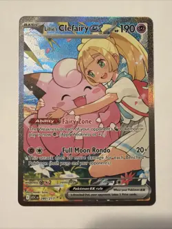 Lillie's Clefairy EX Full Art Holo Fairy Basic Pokemon Card ASC 280/217 - Image 1