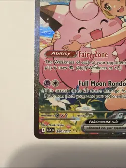 Lillie's Clefairy EX Full Art Holo Fairy Basic Pokemon Card ASC 280/217 - Image 5