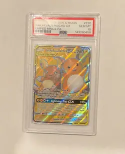 2019 POKEMON SUN & MOON UNIFIED MINDS FULL ART/RAICHU & ALOLAN RAICHU GX PSA 10 - Image 1