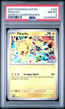 Pikachu - 225 Pokemon World Championships 2025 - PSA 8 NM ⚡ - Image 1