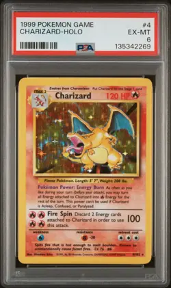 1999 POKEMON BASE SET UNLIMITED #4 CHARIZARD-HOLO PSA 6 - Image 1