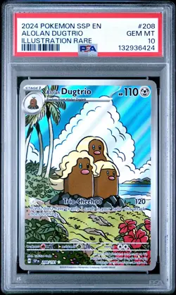 Alolan Dugtrio 208/191 PSA 10 - 2024 Pokemon Surging Sparks IR - Image 1