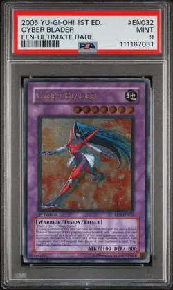 2005 YU-GI-OH! 1st ED. #EN032 Cyber Blader EEN-Ultimate Rare Mint PSA 9 - Image 1