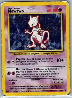 Mewtwo 10/102 Holo Base Set - Pokemon Card - MP - Image 1