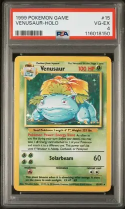 1999 Pokemon Base Set Unlimited Venusaur Holo 15/102 PSA 4 - Image 1