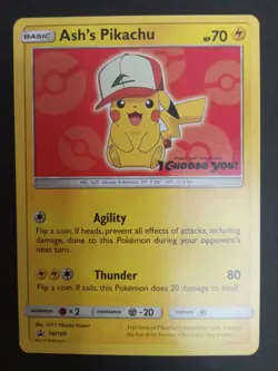 Pokemon TCG Ash's Pikachu SM109 Black Star Promo SM TCG 2017 NM - Image 1