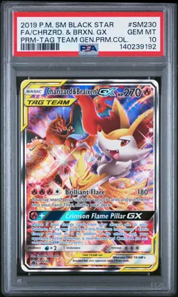 2019 POKEMON SM BLACK STAR PROMO #SM230 FULL ART/CHARIZARD & BRAIXEN GX PSA 10 - Image 1