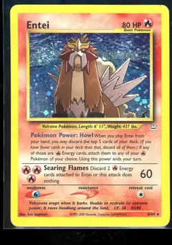 Entei 06/64 Neo Revelation Unlimited Holo Pokemon Card DMG w/Swirl - Image 1