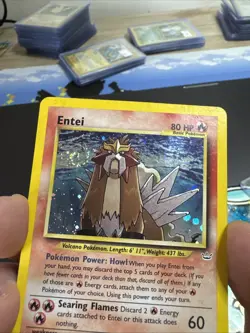 Entei 06/64 Neo Revelation Unlimited Holo Pokemon Card DMG w/Swirl - Image 3