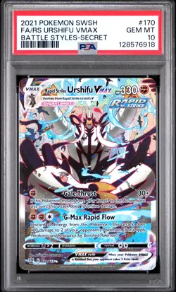 2021 Pokemon SWSH Battle Styles Rapid Strike Urshifu VMAX #170 Secret FA PSA 10 - Image 1