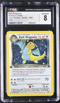 CGC 8 1st Edition Dark Dragonite 5/82 Pokemon Team Rocket (psa) - Image 1