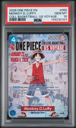 PSA 10 One Piece Card Monkey D. Luffy US College Basketball Voyage Promo - Image 1