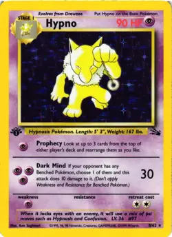 Pokemon TCG Hypno Fossil Holo Card 1st Edition Rare 8/62 Unlimited LP/MP - Image 1