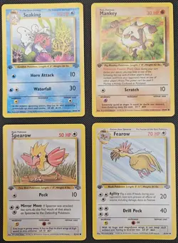 Vintage Pokemon TCG 1st Edition Lot - Seaking, Mankey, Spearow, Fearow - 4 Cards - Image 1