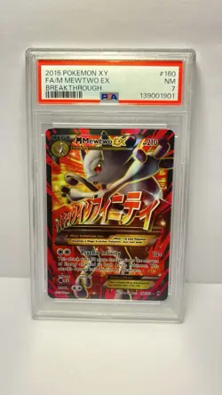 Pokemon M Mewtwo EX Full Art Ultra Rare Holo 160/162 Breakthrough 2015 PSA 7 - Image 1