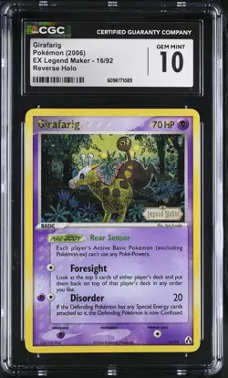 CGC 10 GEM MINT Girafarig EX Legend Maker 16/92 Reverse Holo STAMPED Pokemon - Image 1