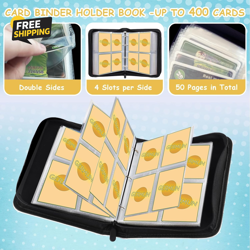 4 Pocket Card Binder Premium Zip Trading Card Binder 400 Double Sided Pocket - Image 5