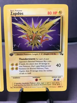 Pokemon TCG Zapdos Collector's Lot Shadowless, Base Set Holo, Fossil 1st Edition - Image 4