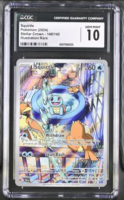 CGC 10 GEM MINT Squirtle 148/142 Stellar Crown Illustration Rare Holo Pokemon - Image 1