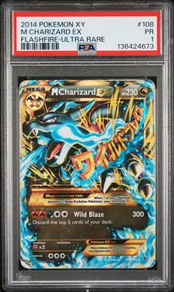 2014 POKEMON XY FLASHFIRE ULTRA RARE #108 M CHARIZARD EX PSA 1 - Image 1