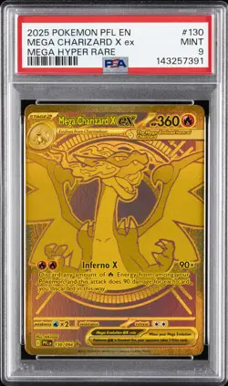 2025 POKEMON PFL EN-PHANTASMAL FLAMES MEGA HYPER RARE MEGA CHARIZARD X EX PSA 9 - Image 1