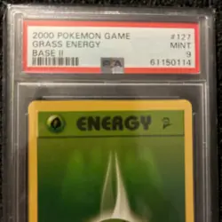 PSA SLAB 2000 POKEMON BASE SET 2 #127 GRASS ENERGY PSA Mint 9 - Image 1