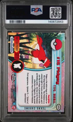 2000 TOPPS CHROME POKEMON T.V. TEKNO #16 PIDGEY PSA 8 - Image 2