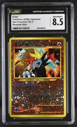 SEQUEN. CGC 8.5 SWIRL ENTEI CGC 8 PICHU NEO PREMIUM FILE 2 REVERSE HOLO POKEMON - Image 1