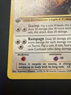 Pokemon TCG Tauros 1st Edition Jungle 47/64 WOTC Unlimited LP - Image 5