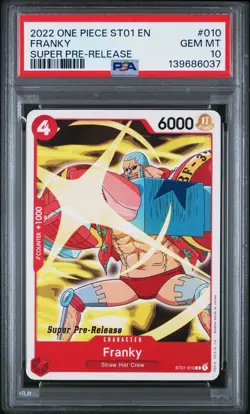 2022 ONE PIECE SUPER PRE RELEASE ST01-010 FRANKY PSA 10 GEM MINT - Image 1