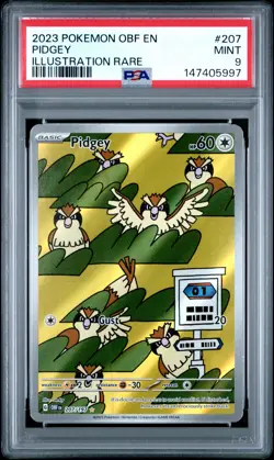 2023 POKEMON OBF EN-OBSIDIAN FLAMES ILLUSTRATION RARE #207 PIDGEY PSA 9 - Image 1