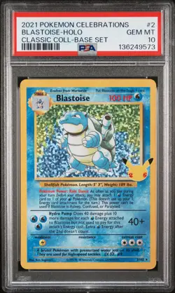2021 POKEMON CELEBRATIONS CLASSIC COLL #2 BLASTOISE-HOLO PSA 10 - Image 1
