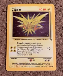 Zapdos 15/62 Holo Pokemon Fossil RARE - Image 1