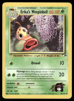 Pokemon Cards Erika's Weepinbell 48/132 Unlimited Gym Heroes WOTC Uncommon LP - Image 1