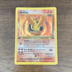 Pokemon Moltres Fossil 12/62 Holo Rare 1st Edition 70 HP Basic English Card - Image 1