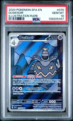 2024 POKEMON SFA EN-SHROUDED FABLE #070 DUSKNOIR ILLUSTRATION RARE PSA 10 GEM - Image 1