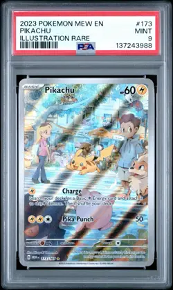 PSA 9 Pikachu 173 English Pokemon 151 2023 Illustration Rare - Image 1