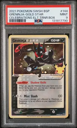 2021 Pokemon Greninja Gold Star Celebrations ETB Promo SWSH144 Mint PSA 9 - Image 1