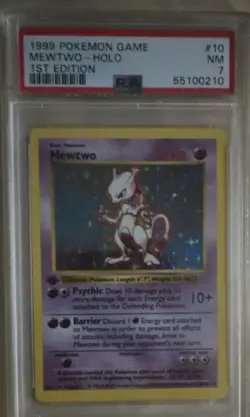 Pokemon Mewtwo Base Set Shadowless 1st Edition Holo 010/102 PSA 7 1999 - Image 1