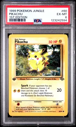 1999 POKEMON JUNGLE 1ST ED #60 PIKACHU PSA 6 - Image 1