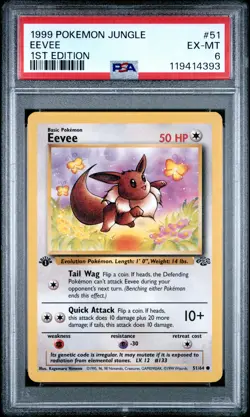 1999 POKEMON JUNGLE 1ST ED #51 EEVEE PSA 6 - Image 1